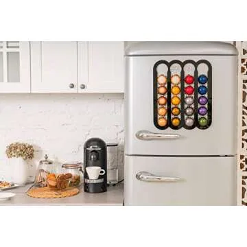 Demi's Home Magnetic Coffee Pod Holder for Nespresso Vertuo Capsules - Suitable to be Mounted on the Fridge (Black)