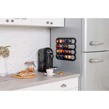 Demi's Home Magnetic Coffee Pod Holder for Nespresso Vertuo Capsules - Suitable to be Mounted on the Fridge (Black)
