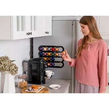 Demi's Home Magnetic Coffee Pod Holder for Nespresso Vertuo Capsules - Suitable to be Mounted on the Fridge (Black)