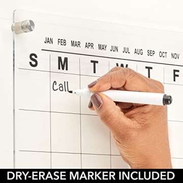 mDesign Acrylic Wall Calendar - Modern Monthly Planner Board