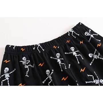 MyFav Big Boys Glow in Dark Skull Pjs Sleepwear Summer Pajama Shorts Sets, Skateboard, 8 Years