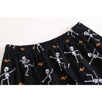 MyFav Big Boys Glow in Dark Skull Pjs Sleepwear Summer Pajama Shorts Sets, Skateboard, 8 Years