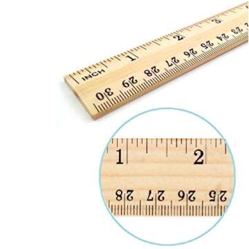 30 Pack Wooden Rulers Student Rulers Wood School Rulers Measuring Ruler Office Rulers,2 Scale, 30 cm and 12 Inch