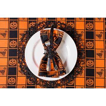 DII Halloween Party Tabletop Decor, Reusable & Machine Washable Cotton Fabric, Tablecloth, 60x84, Orange & Black Buffalo Check