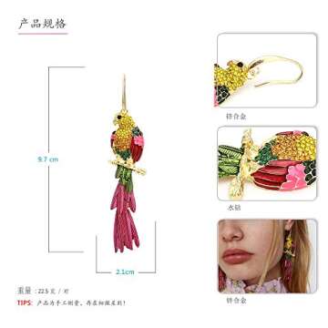 Colorful Parrot Drop Dangle Earrings for Women