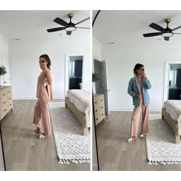 Lviefent Women's Soft Knit Lounge Set Sleeveless Top Wide Leg Pants