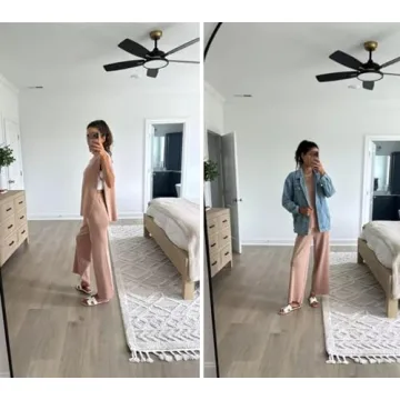 Lviefent Women's Soft Knit Lounge Set Sleeveless Top Wide Leg Pants