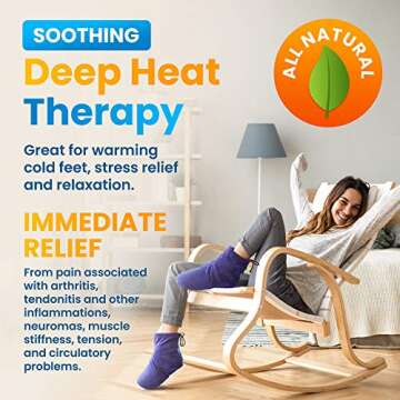 Microwaveable Booties and Feet Warmers - Deep-penetrating heat for relieving foot stiffness, sore muscles and joints, Achilles tendinitis, plantar fasciitis, stress fractures, and circulatory problems