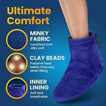 Microwaveable Booties and Feet Warmers - Deep-penetrating heat for relieving foot stiffness, sore muscles and joints, Achilles tendinitis, plantar fasciitis, stress fractures, and circulatory problems