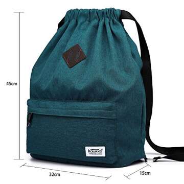 KAUKKO Drawstring Sports Backpack Gym Yoga Bag Shoulder Rucksack for Men and Women (1031-ARMY GREEN)