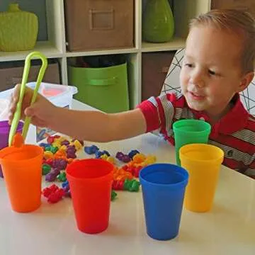 Legato Counting/Sorting Bears; 60 Rainbow Colored Bears, 6 Stacking Cups, Kids Tweezers, Storage Container, and Activity eBook. Quality Educational Toy, Good for STEM and Montessori Programs.