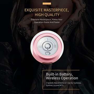 Arrow Wireless Permanent Makeup Machine By Mellie Microblading - Powder Brows - Shading - Microshading - Brow Machine Compatible with M3 or Intelli Needle Cartridge (Machine, Pink)