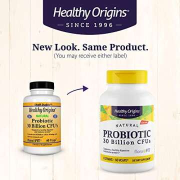Healthy Origins Probiotic 30 Billion CFUs - Shelf Stable Probiotics for Women and Men - Supports Gut Health - Probiotics for Digestive Health - 60 Veggie Capsules