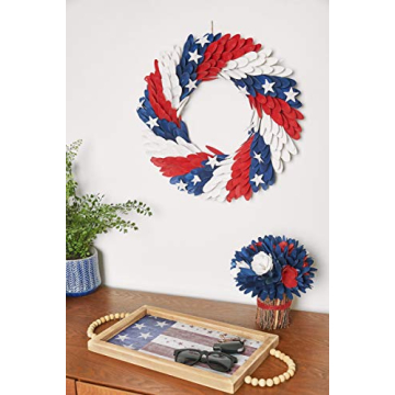 C&F Home Americana Patriotic Wreath U.S.A. Fourth Of July Independence Day Memorial Day Cookout Liberty Decor Decoration Wreath Under 24 inches Red