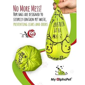 My AlphaPet Compostable Dog Poop Bags, Cornstarch Eco-Friendly, HOME COMPOST NF T 51-800, 120 Count, Large Size Bag 9x13 Inches, 8 Unscented Refill Rolls, Leak-proof, Plantbased, GM-Free Corn