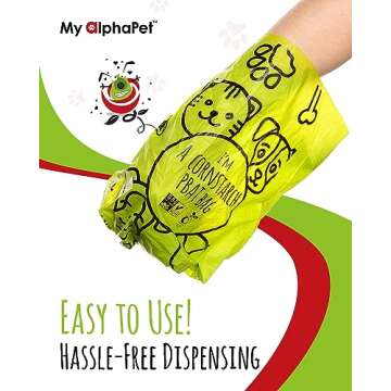 My AlphaPet Compostable Dog Poop Bags, Cornstarch Eco-Friendly, HOME COMPOST NF T 51-800, 120 Count, Large Size Bag 9x13 Inches, 8 Unscented Refill Rolls, Leak-proof, Plantbased, GM-Free Corn