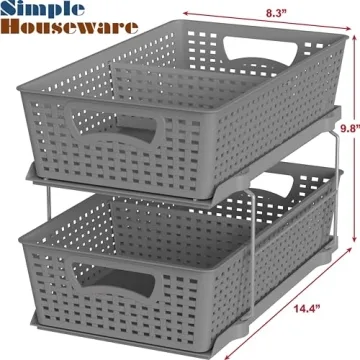 Simple Houseware 2 Tier Bathroom Organizer Grey - Easy Access Storage