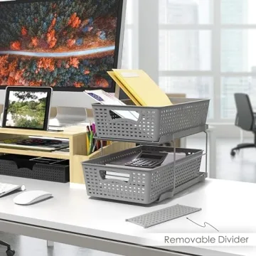 Simple Houseware 2 Tier Bathroom Organizer Grey - Easy Access Storage