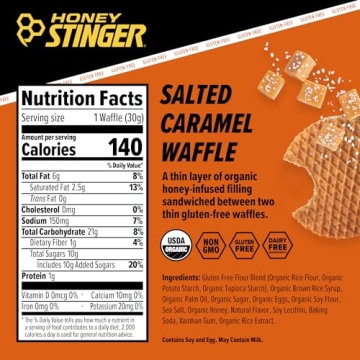 Honey Stinger Organic Salted Caramel Waffle for Energy Boost
