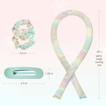 Kitsch Holiday Hair Hero XL Satin Heatless Styling & Flat Lay Claw - Heatless Curls & Waves, Extra L...