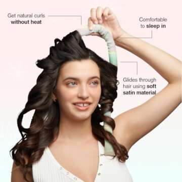 Kitsch Holiday Hair Hero XL Satin Heatless Styling & Flat Lay Claw - Heatless Curls & Waves, Extra Large Curling Rods, Satin Scrunchies & Claw Clip for Hair Protection & Comfort - 4 pcs set, Aura