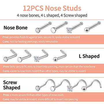 18PCS Nose Rings & Studs Set for Stylish Body Jewelry