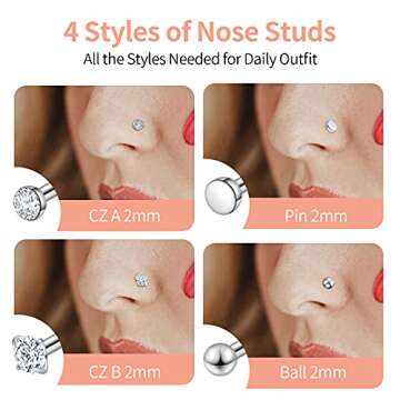 18PCS Nose Rings & Studs Set for Stylish Body Jewelry