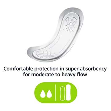 Amazon Basics Maxi Pads For Women- Thick, Super Absorbency, Unscented, 48 Count, 1 Pack (Previously Solimo)