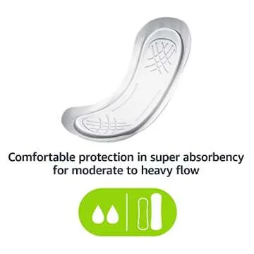 Amazon Basics Maxi Pads For Women- Thick, Super Absorbency, Unscented, 48 Count, 1 Pack (Previously Solimo)