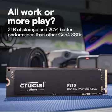 Crucial P310 1TB 2280 PCIe Gen4 3D NAND NVMe M.2 SSD – Up to 7,100 MB/s – Shift up to Gen4, with Acronis Offer, Internal Solid State Drive (PC) – CT1000P310SSD801