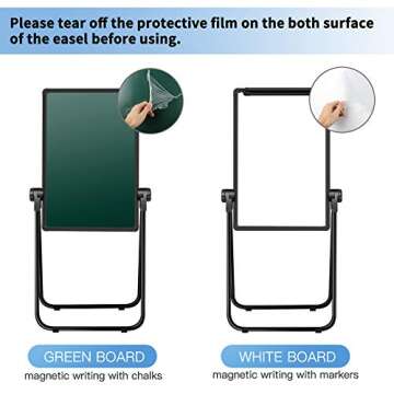 JOYOOSS 15" x 22.8" U-Stand Whiteboard Portable Magnetic Easel Dry Erase Board with Stand Height Adjustable Rotating Foldable & 360° Rotating Flipchart Easel for Home School Outdoor (Black)