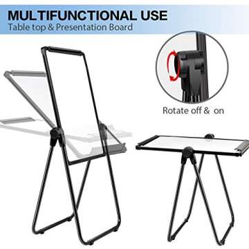 JOYOOSS 15" x 22.8" U-Stand Whiteboard Portable Magnetic Easel Dry Erase Board with Stand Height Adjustable Rotating Foldable & 360° Rotating Flipchart Easel for Home School Outdoor (Black)
