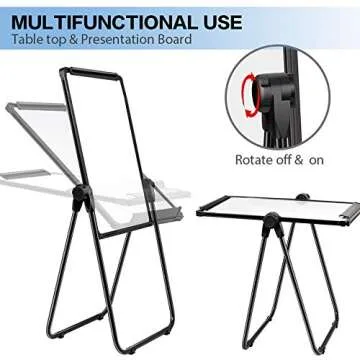 JOYOOSS 15" x 22.8" U-Stand Whiteboard Portable Magnetic Easel Dry Erase Board with Stand Height Adjustable Rotating Foldable & 360° Rotating Flipchart Easel for Home School Outdoor (Black)