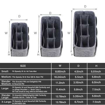 ZTUJO Purse Organizer Insert, Felt Bag Organizer For Handbag Purse Organizer,13 Colors, 6 Size (Larg...