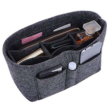 ZTUJO Purse Organizer Insert, Felt Bag Organizer For Handbag Purse Organizer,13 Colors, 6 Size (Large,Grey)