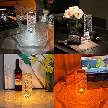 HONGMAO Rose Crystal Touch Lamp with Remote Control