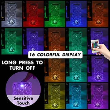 HONGMAO Rose Crystal Touch Lamp with Remote Control