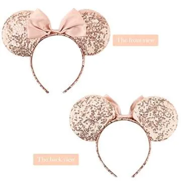 DRESHOW Mouse Ears Bow Headbands for Party Fun
