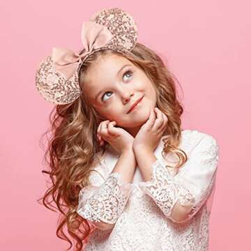 DRESHOW Mouse Ears Bow Headbands for Party Fun