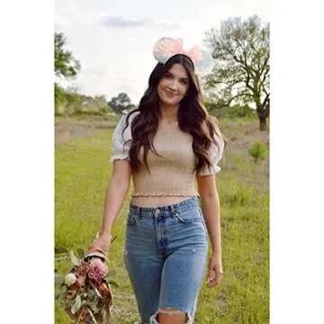 DRESHOW Mouse Ears Bow Headbands for Party Fun