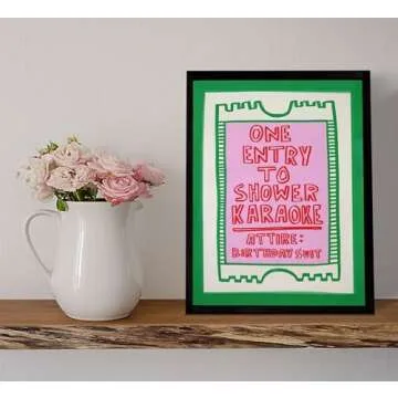 EVPYXFUT Funny Bathroom wall art Aesthetics art Poster One Entry to Shower Karaoke Print Canvas Cartoon Paintings Trendy Green Cute Pictures Wall Decor For Home dorm apartment Unframed