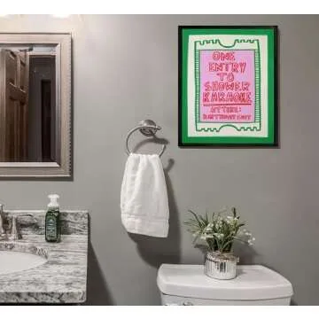EVPYXFUT Funny Bathroom wall art Aesthetics art Poster One Entry to Shower Karaoke Print Canvas Cartoon Paintings Trendy Green Cute Pictures Wall Decor For Home dorm apartment Unframed