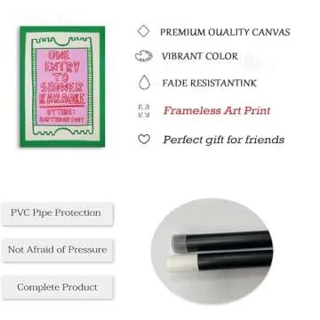 EVPYXFUT Funny Bathroom wall art Aesthetics art Poster One Entry to Shower Karaoke Print Canvas Cartoon Paintings Trendy Green Cute Pictures Wall Decor For Home dorm apartment Unframed