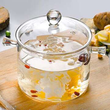 Jucoan 1.5L Glass Saucepan - Safe & Elegant Cooking