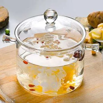 Jucoan 1.5L Glass Saucepan - Safe & Elegant Cooking