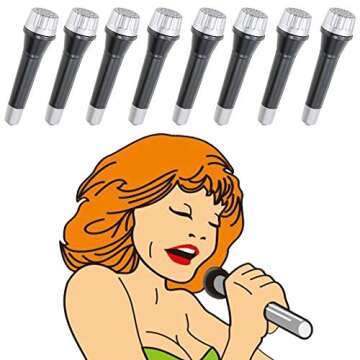 Nexxxi 16 Pack Plastic Microphones Bulk, Toy Set Birthday Party Favors Stage Prop for Girls and Boys, 5.5 Inches Tall