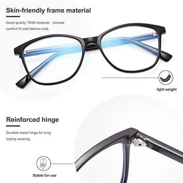 Madison Avenue Blue Light Blocking Glasses Anti Eyestrain UV Glare Blue Light Glasses for Women TV Phone Computer Gaming Eyeglasses (Black)