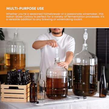 FastRack 3 Gallon Glass Carboy - Italian Quality for Brewing