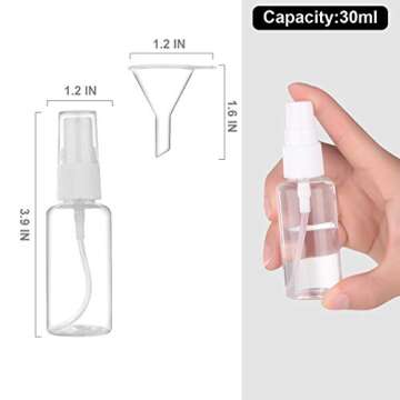Spray Bottle, 1oz/30ml Small Plastic Fine Mist Spray Bottles, Mini Empty Travel Bottles with Funnels...