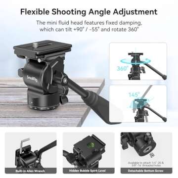 SmallRig CT180 Video Tripod, 72" Camera Tripod Monopod with Fluid Head, Aluminum Camera Tripod, 360?...